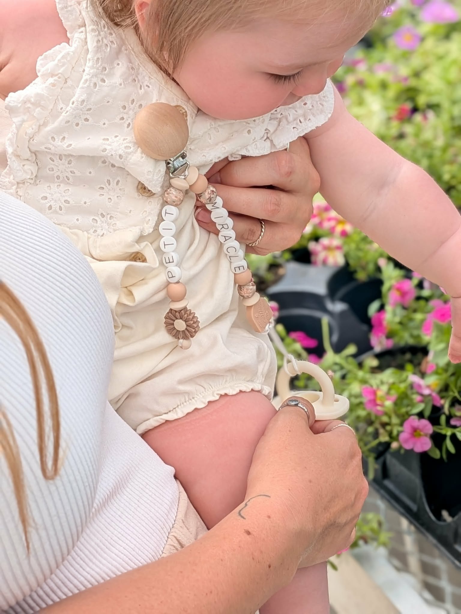 Attache-suce petit miracle marguerite/vieux rose
