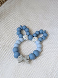 Anneau de dentition tête de lapin bleu